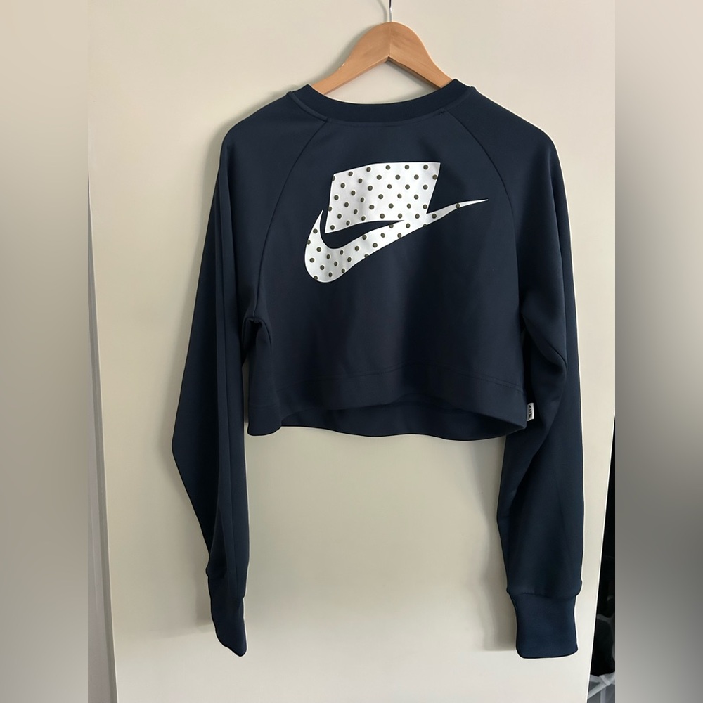 Nike Women's Dark Blue Polka Dot Logo Crop Top